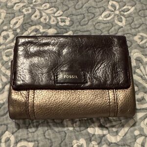 Fossil Brown and Soft Gold Leather Wallet